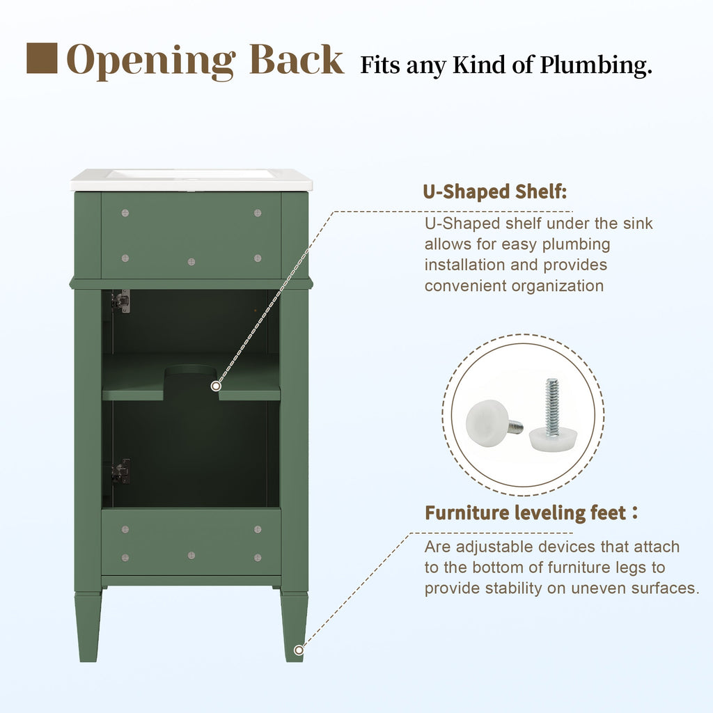 16-Inch Bathroom Vanity with Ceramic Sink