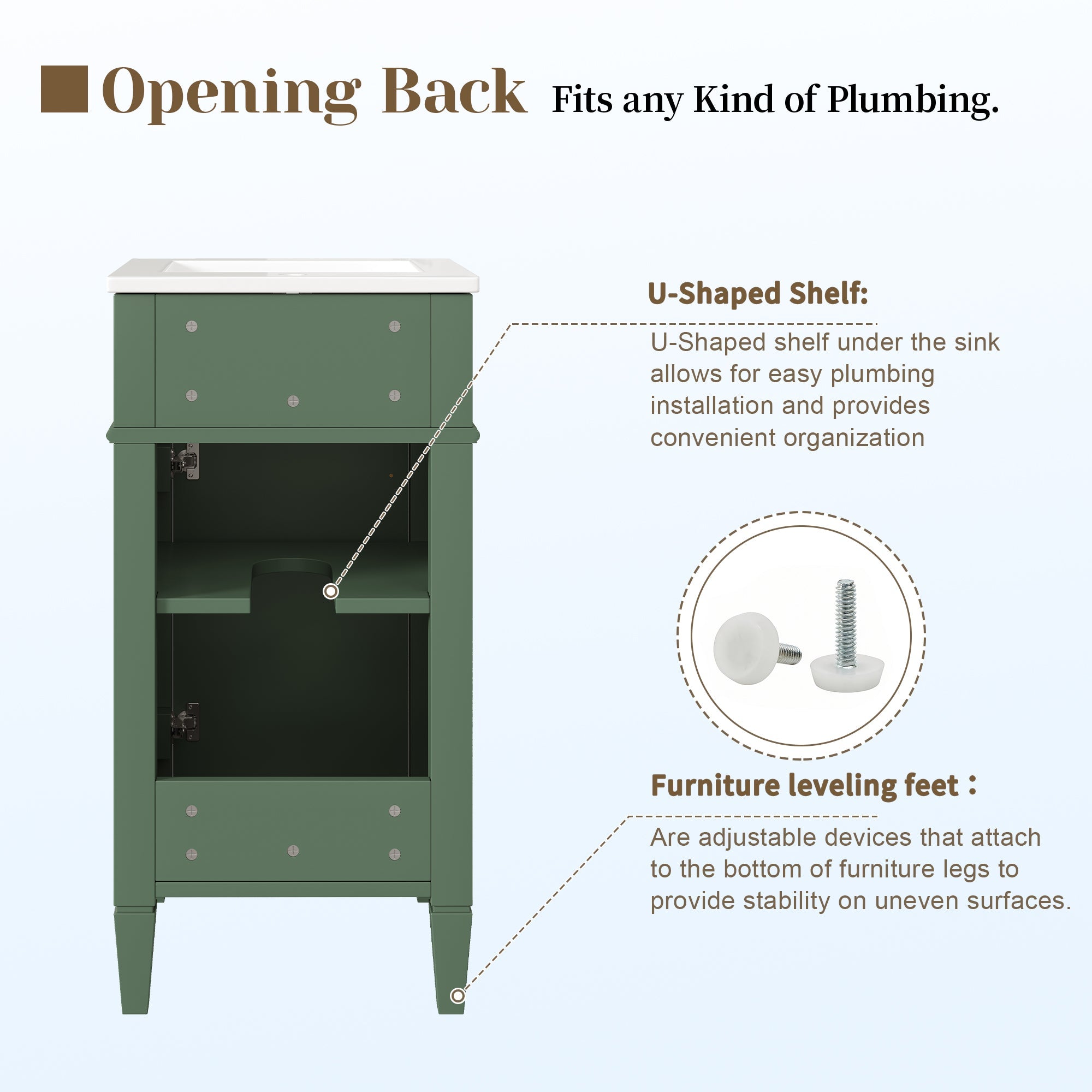 16-Inch Bathroom Vanity with Ceramic Sink