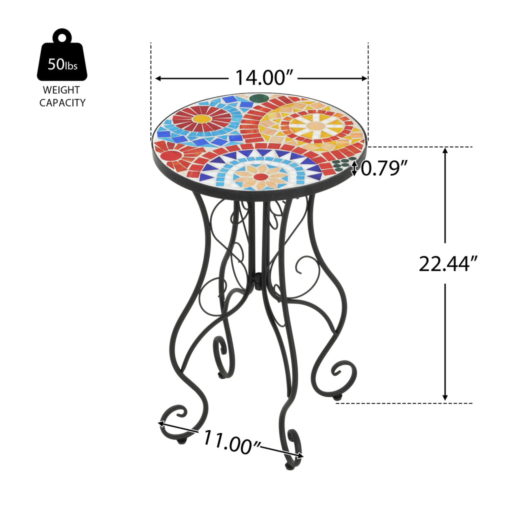 Outdoor Side Table in Colorful and Black