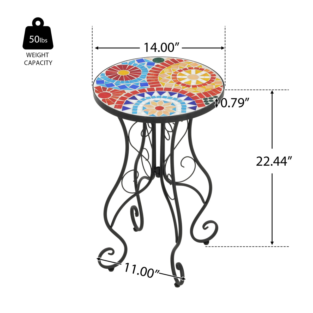 Outdoor Side Table in Colorful and Black