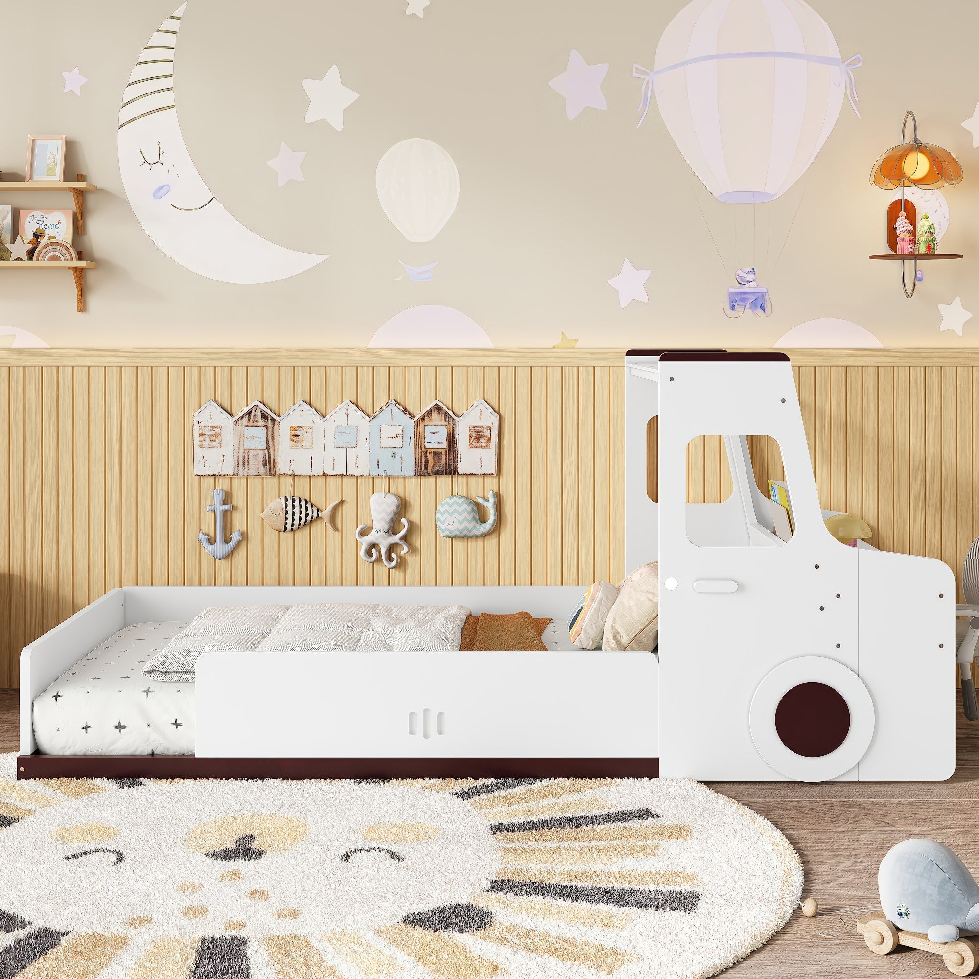Twin Size Floor Bed with Car-Shape Design