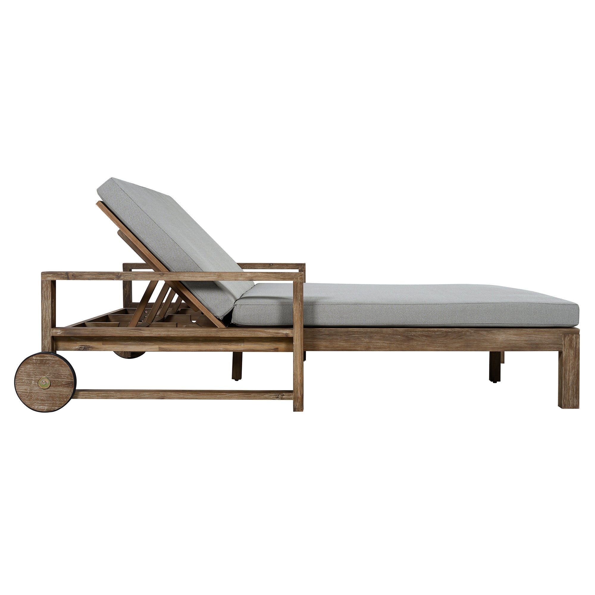 TREXM 1-Piece Farmhouse-styled Wooden Outdoor Sunbed