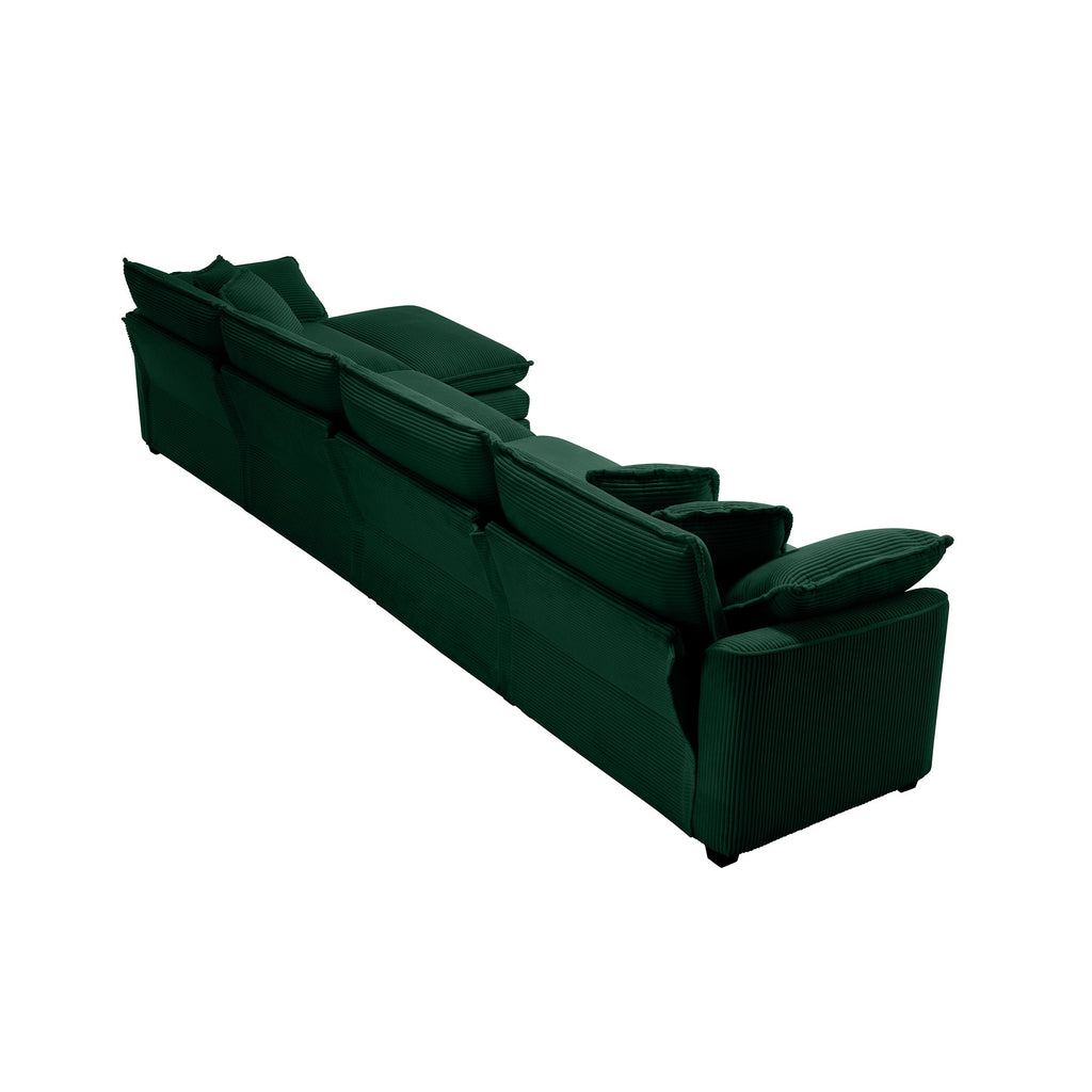 Corduroy Sofa - Modern Upholstered 4 Seater with Footstool