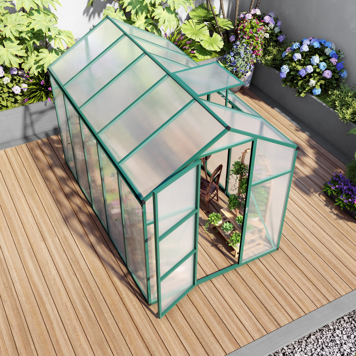 6x10 FT Aluminum Windproof Greenhouse