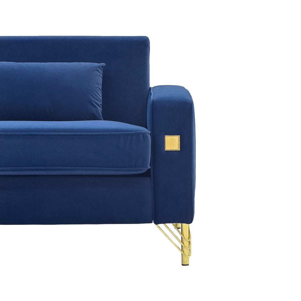 Luxury Velvet Sofa with Gold Metal Accents