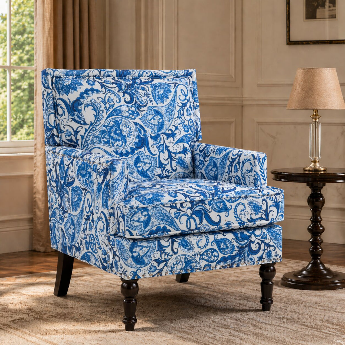 Upholstered Accent Chair, Vintage Armchair with Elegance