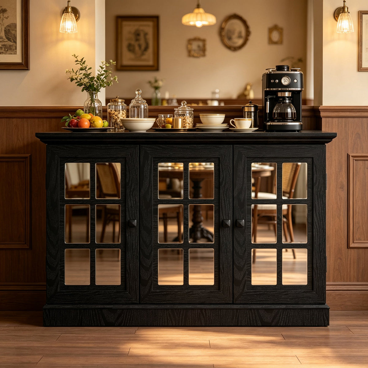 45" W Storage Cabinet with 3 Mirrored Acrylic Doors