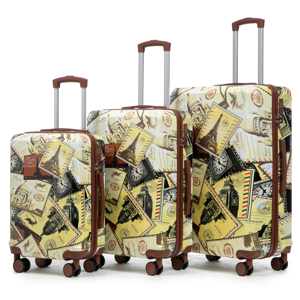 3-Piece PC Spinner Wheel Luggage Set (City Stamps)