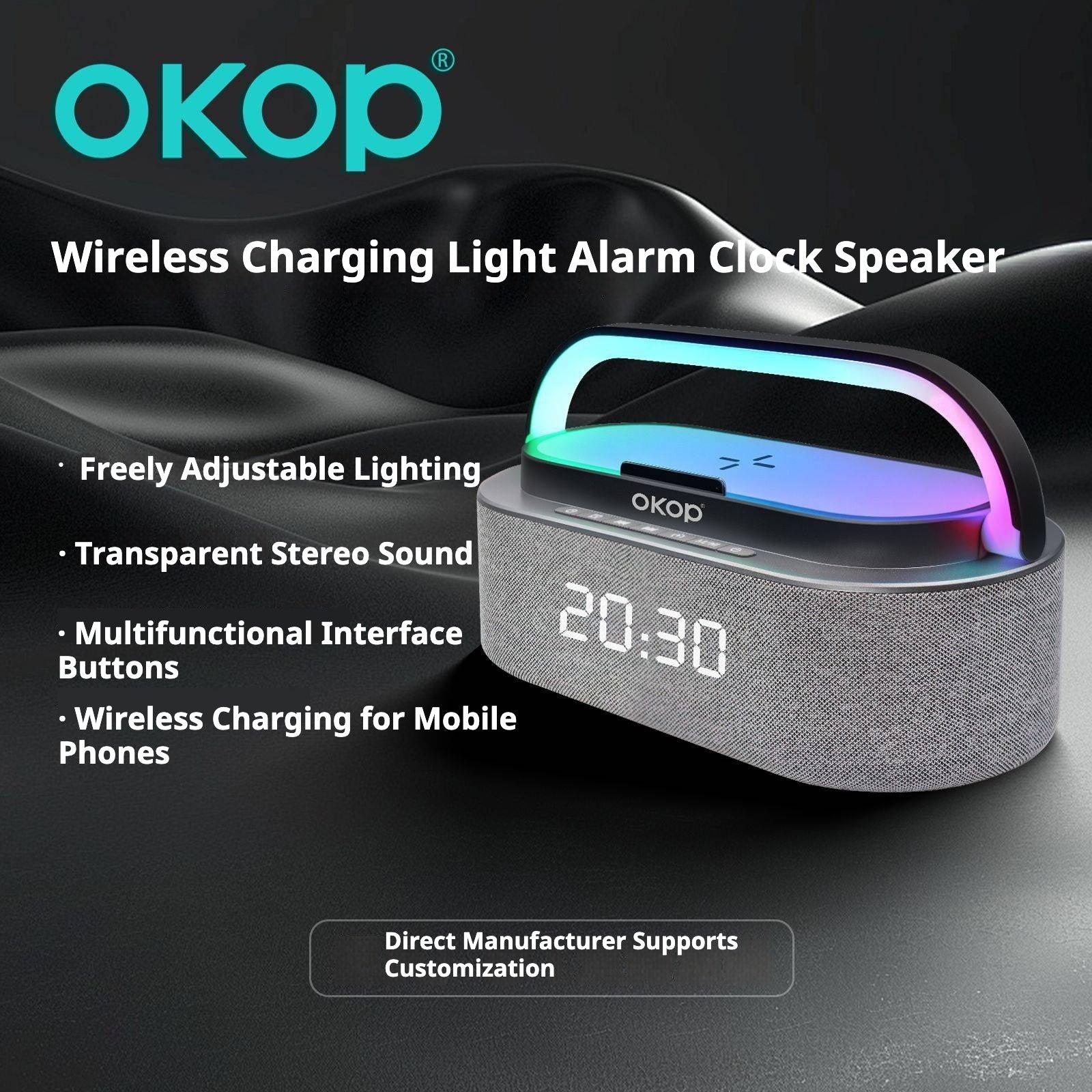 KP-578 Hot-selling Wireless Bluetooth Speaker With Clock Alarm And Wireless Charging Features A Portable Handle Factory Stock Available