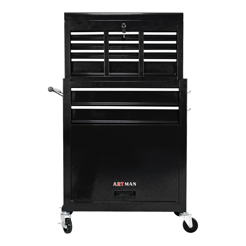 High Capacity Rolling Tool Chest with Wheels and Drawers, 8-Drawer Tool Storage Cabinet--BLACK
