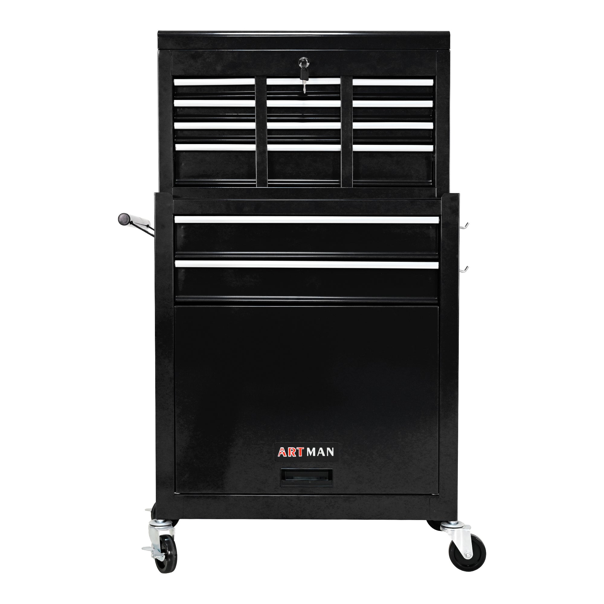 High Capacity Rolling Tool Chest with Wheels and Drawers, 8-Drawer Tool Storage Cabinet--BLACK