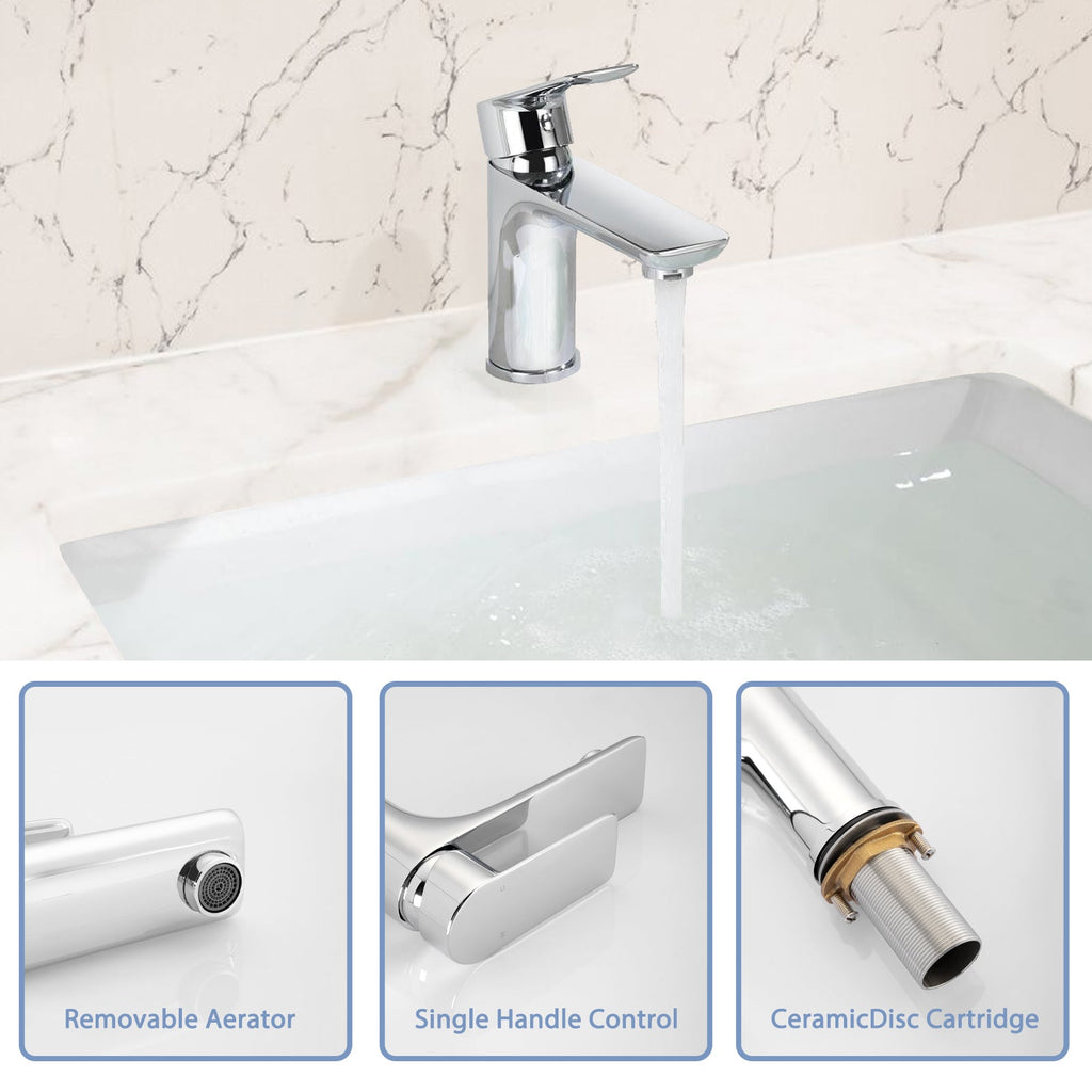 Chrome Single Handle Lavatory Basin Sink Faucet