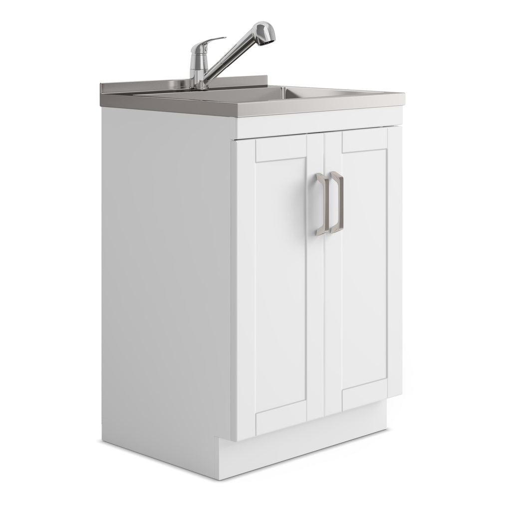 Kyle 24" Laundry Cabinet with Faucet and Stainless Steel Sink