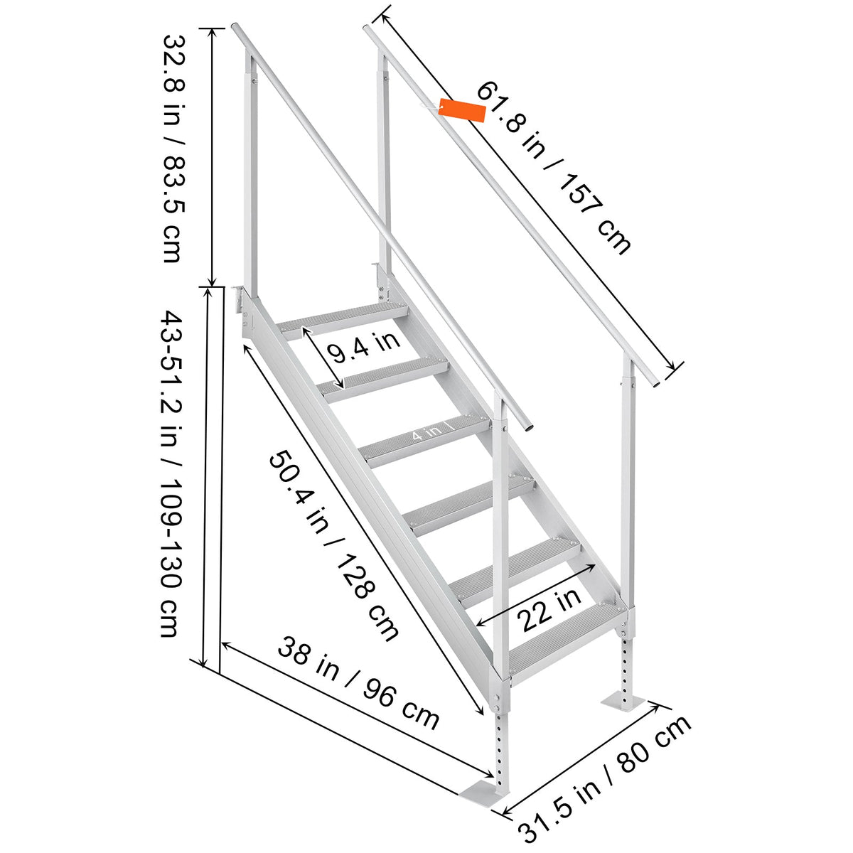 Adjustable Height Dock Ladder - 500 lbs Capacity