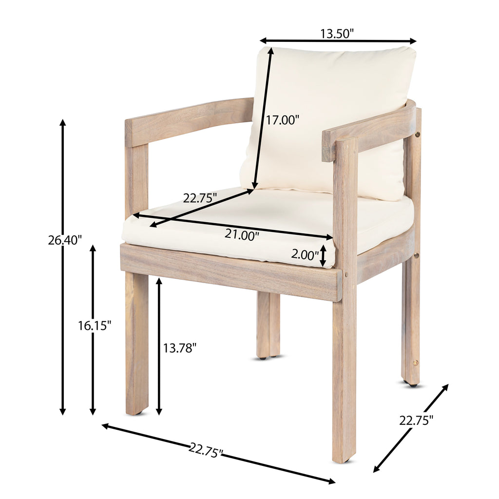 Acacia Wood Dining Chairs Set of 2, Armchairs with
