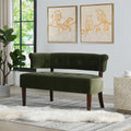 Jared Roll Arm Tufted Bench Settee, Olive