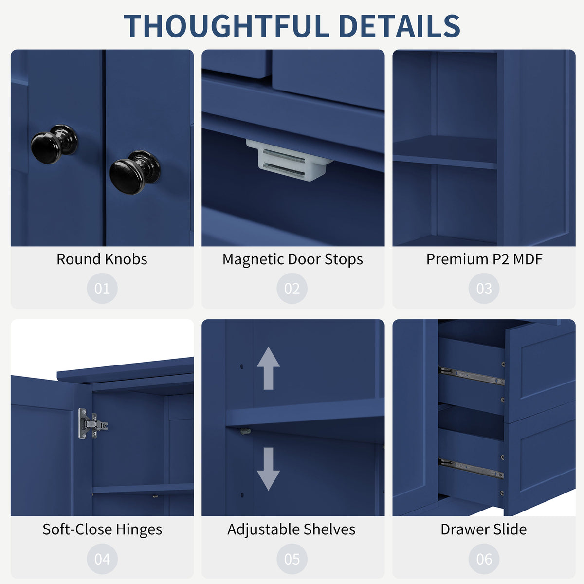TOPMAX 73.6" Tall Farmhouse Kitchen Pantry Cabinet