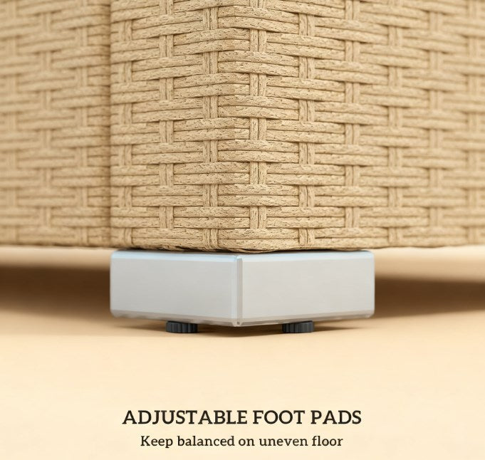 Outdoor Rattan Sofa with Cushions and Throw Pillows