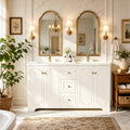 60" White French-Style Bathroom Vanity Cabinet