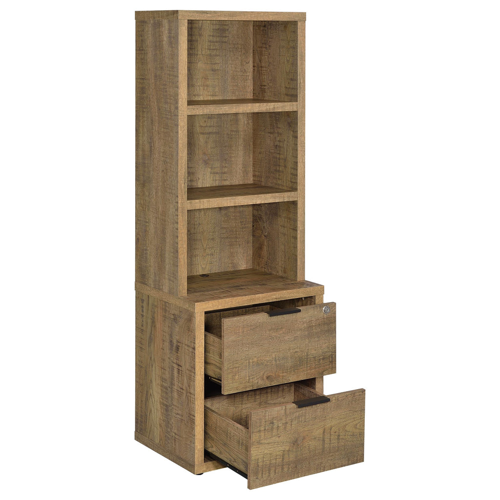 Geary Mango 3-Shelf Bookcase USB and Lockable Drawer