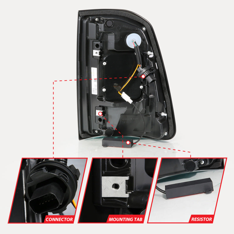ANZO 19-24 RAM 1500 (Factory Halogen Models) Full LED Tail Lights SeqSig Black - Pair 311480A