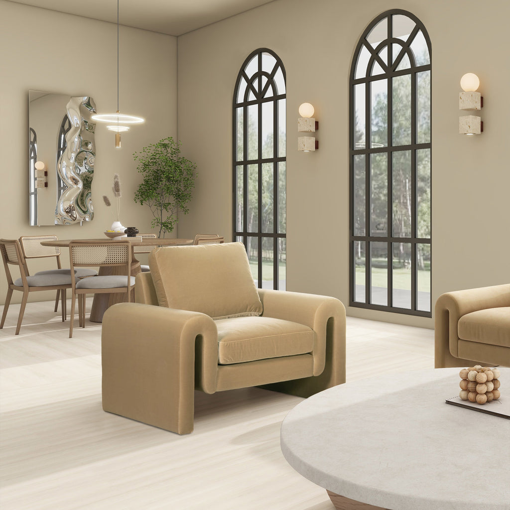 Mason 40" Arched Arm Chair, Camel