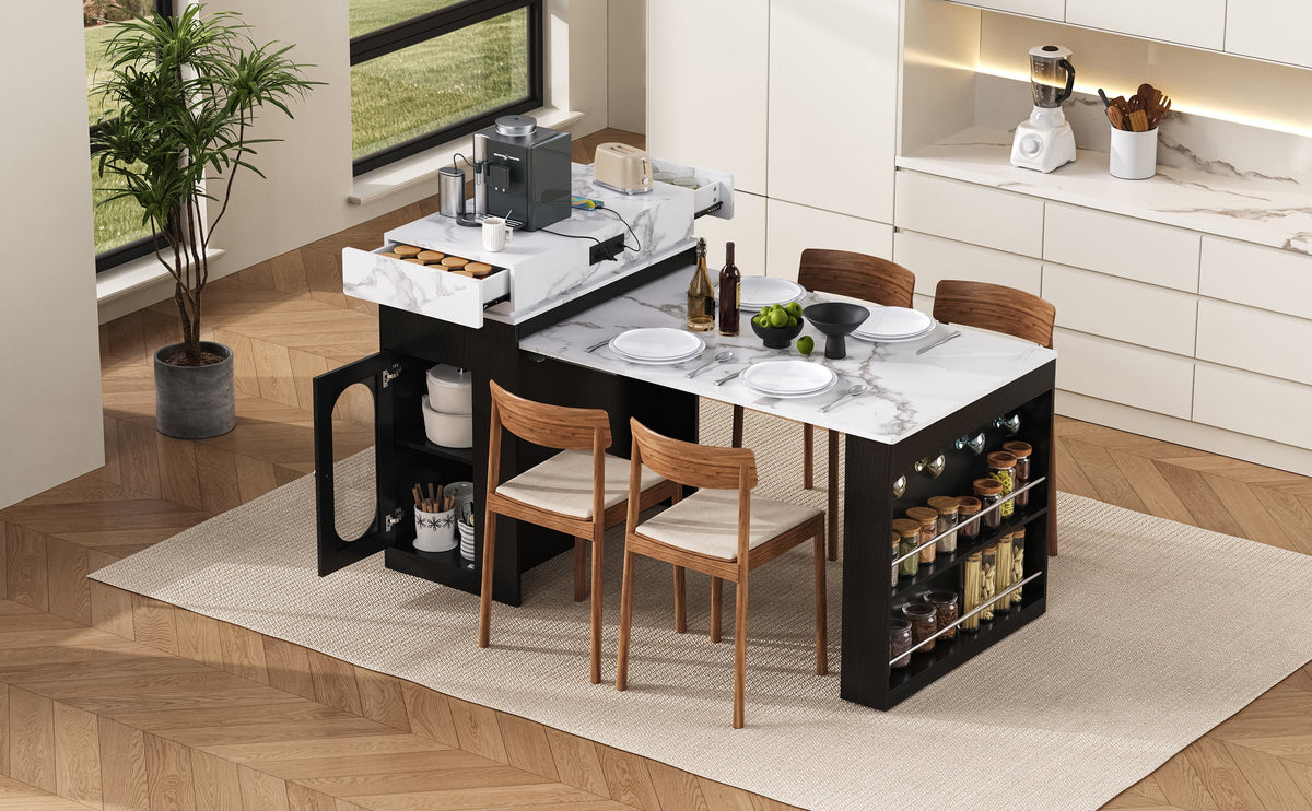 TREXM Extendable Dining Table with Folding Tabletop