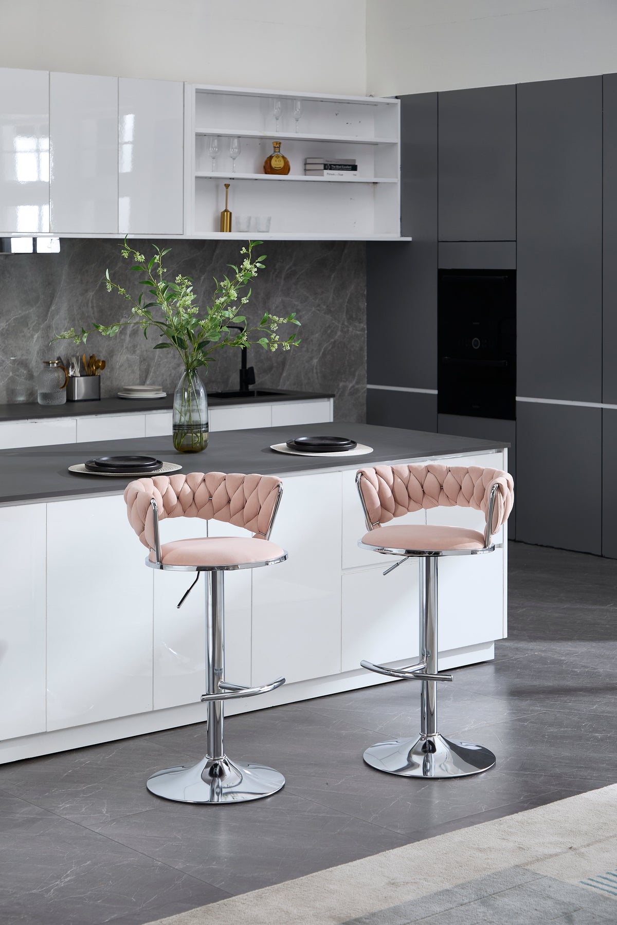 Set of 2 Bar Stools, with Strong Foam Seats