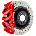 Brembo 25+ BMW X3 30 xDrive/BMW X3 M50 xDrive Fr GT BBK 6 Piston Cast 405x34 2pc Rotor Drilled - Red 1T1.9513A2