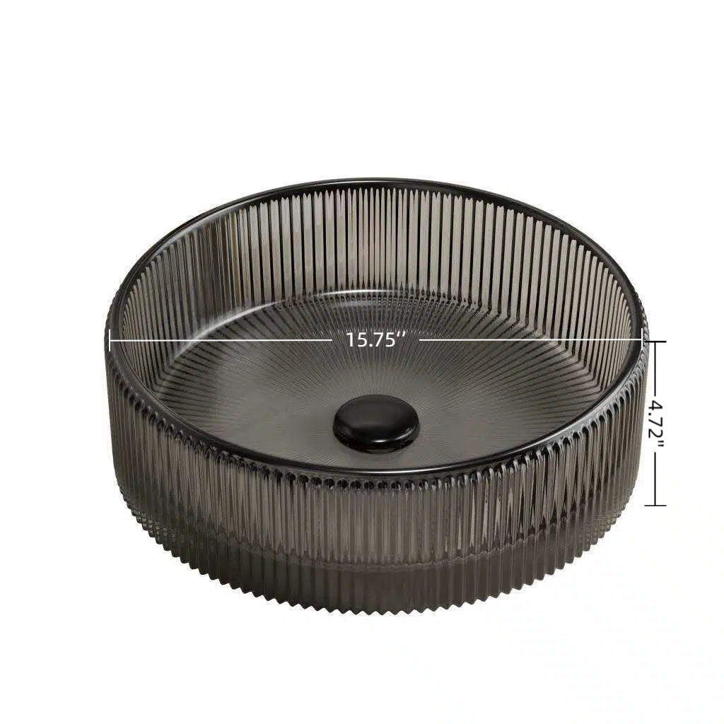 Sonny 16'' Bathroom Round Crystal Glass Sink without Faucet