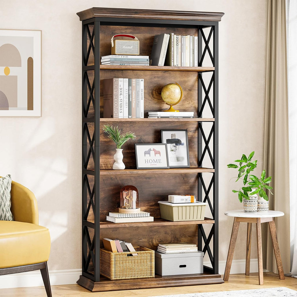 70.8" 6-Tier Industrial Bookcase