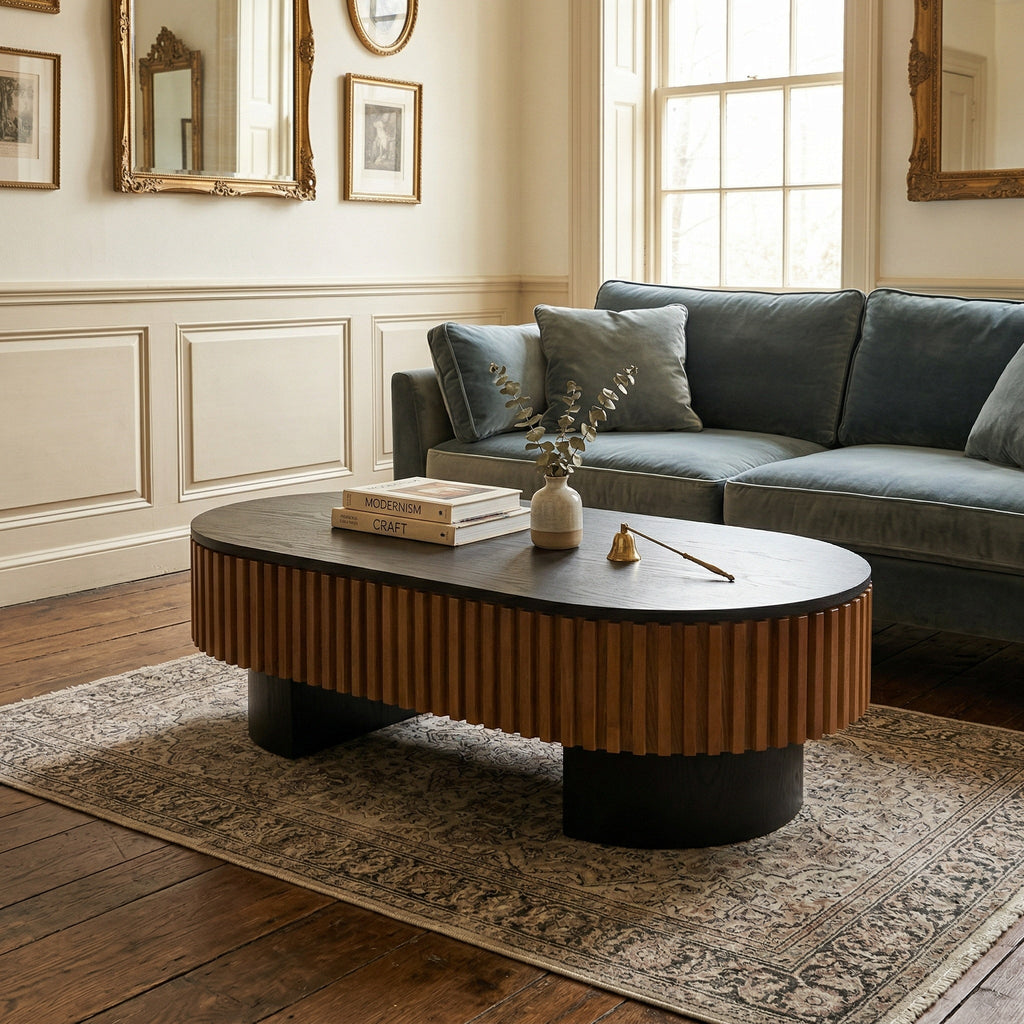 43.7" Oval Coffee Table With Hidden Storage