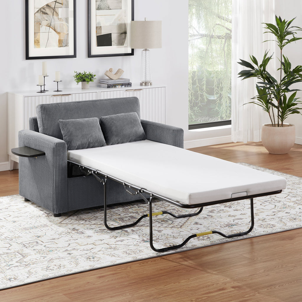 Twin Size Sofa Bed with Foldable Mattress and USB Ports