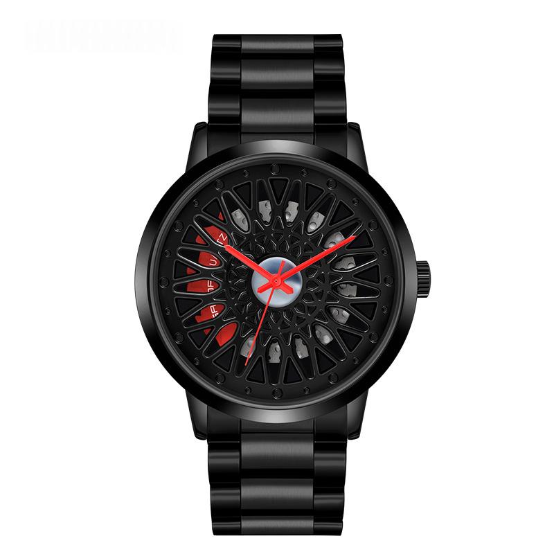 Hollowed-out Wheel Watch Waterproof Steel Band Business Style For Teenagers