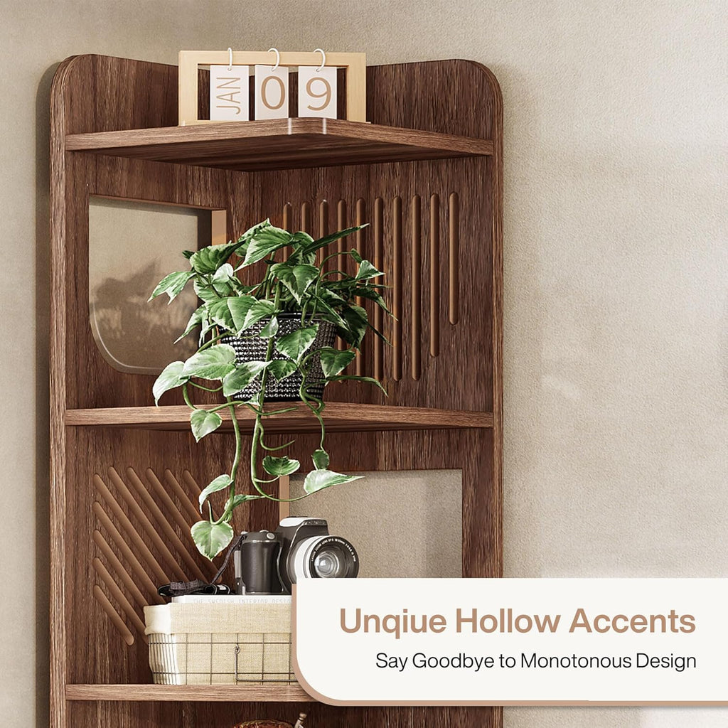 71.65" Tall 6-Tier Rustic Corner Bookshelf