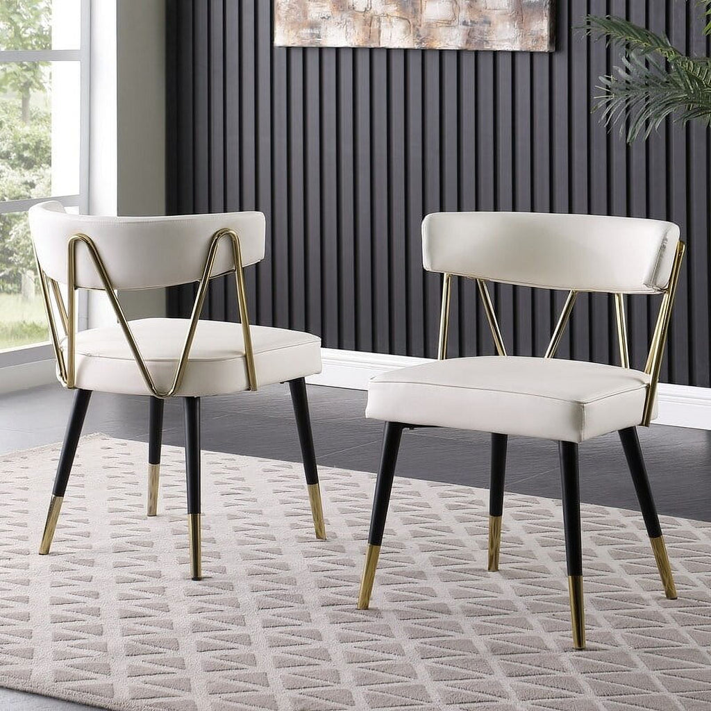Glam Faux Leather Dining Chair Set of 2