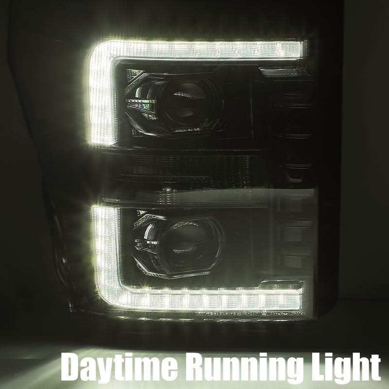 AlphaRex 11-16 Ford F-350 SD LUXX LED Proj Headlights Plank Style Chrm w/Activ Light/Seq Signal/DRL 880145 *Discontinued