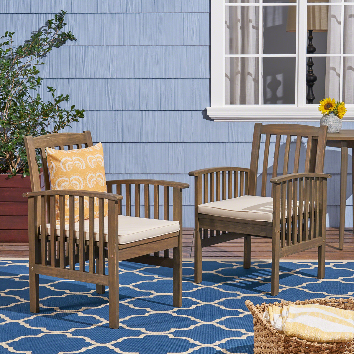 Casa Acacia Dining Chair, 2-Piece Set with Cushions