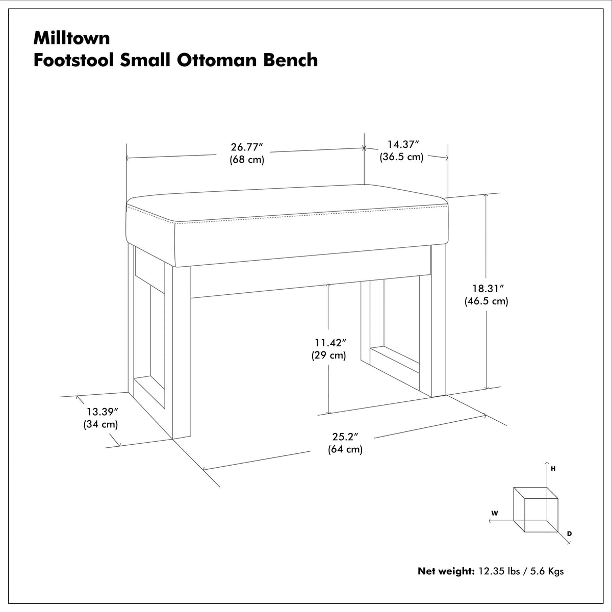 Milltown Footstool Small Ottoman Bench