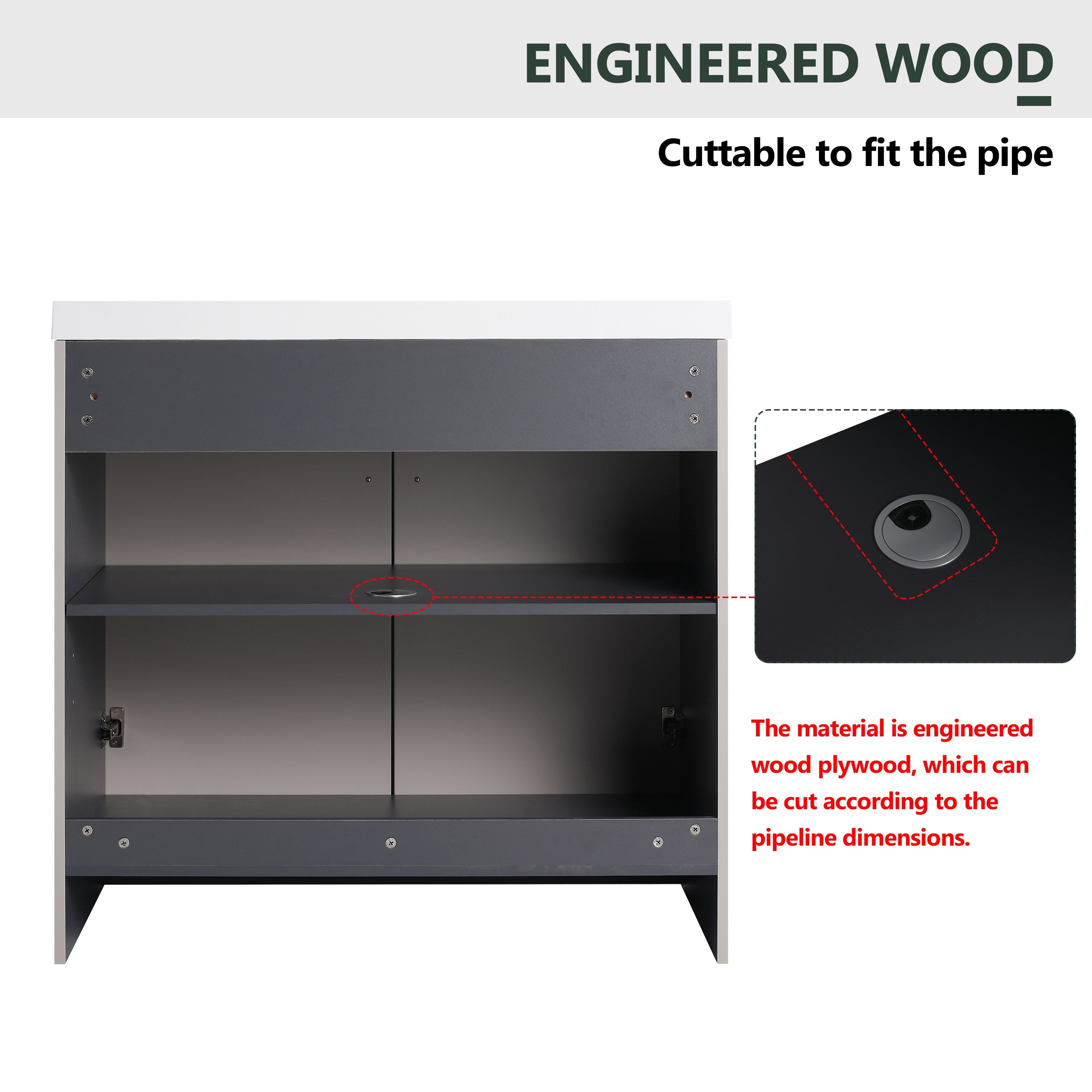36" Freestanding Bathroom Vanity & 2 Soft-Close Cabinet Doors