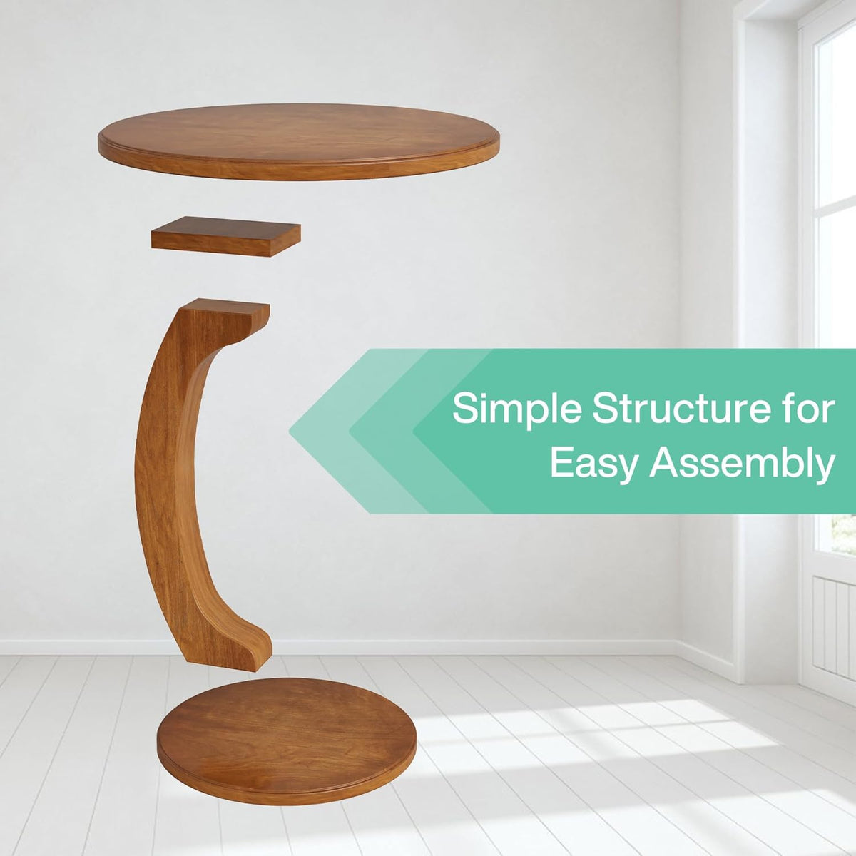 18.9" C-Shaped Round End Table