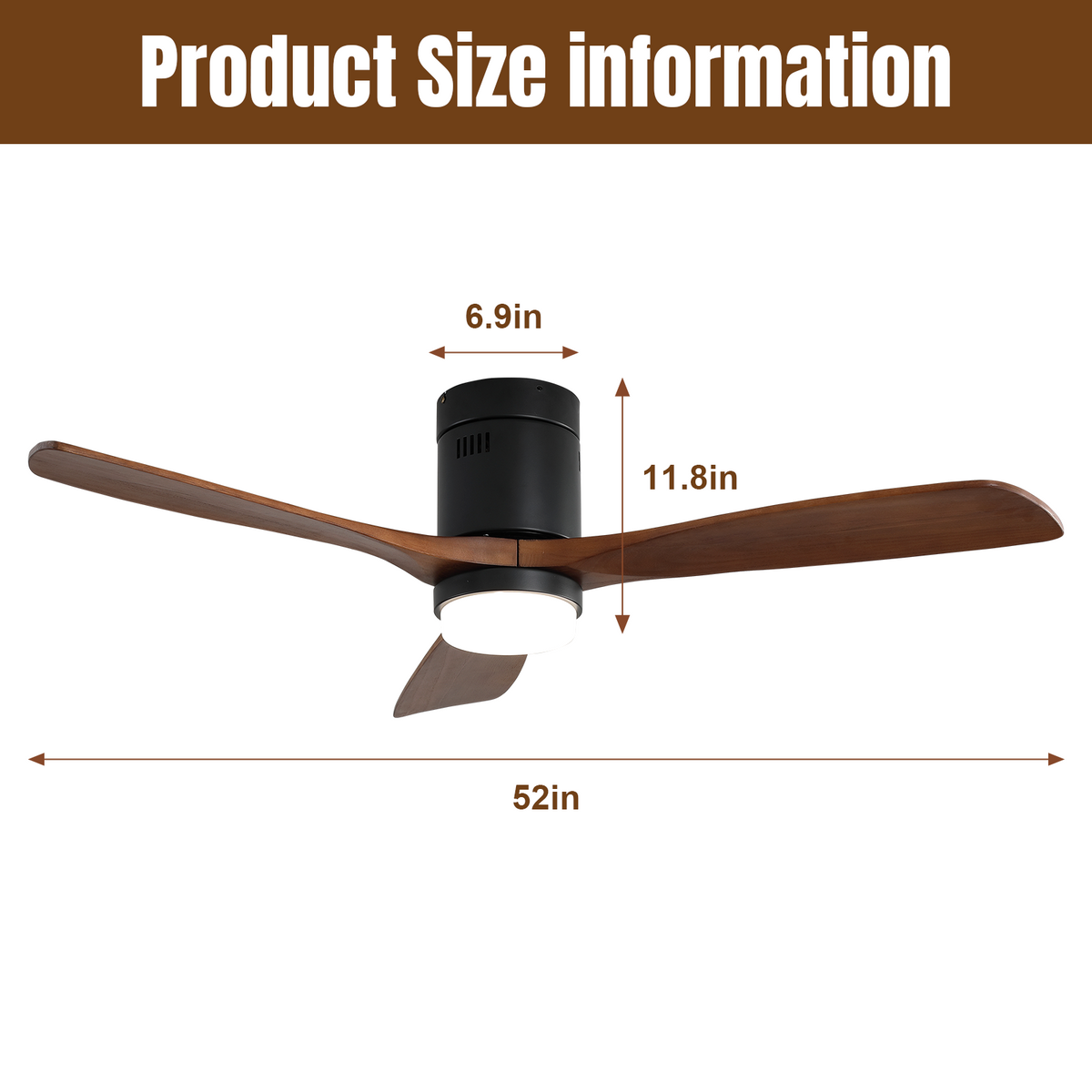 52 Inch Indoor Ceiling Fan With Lights