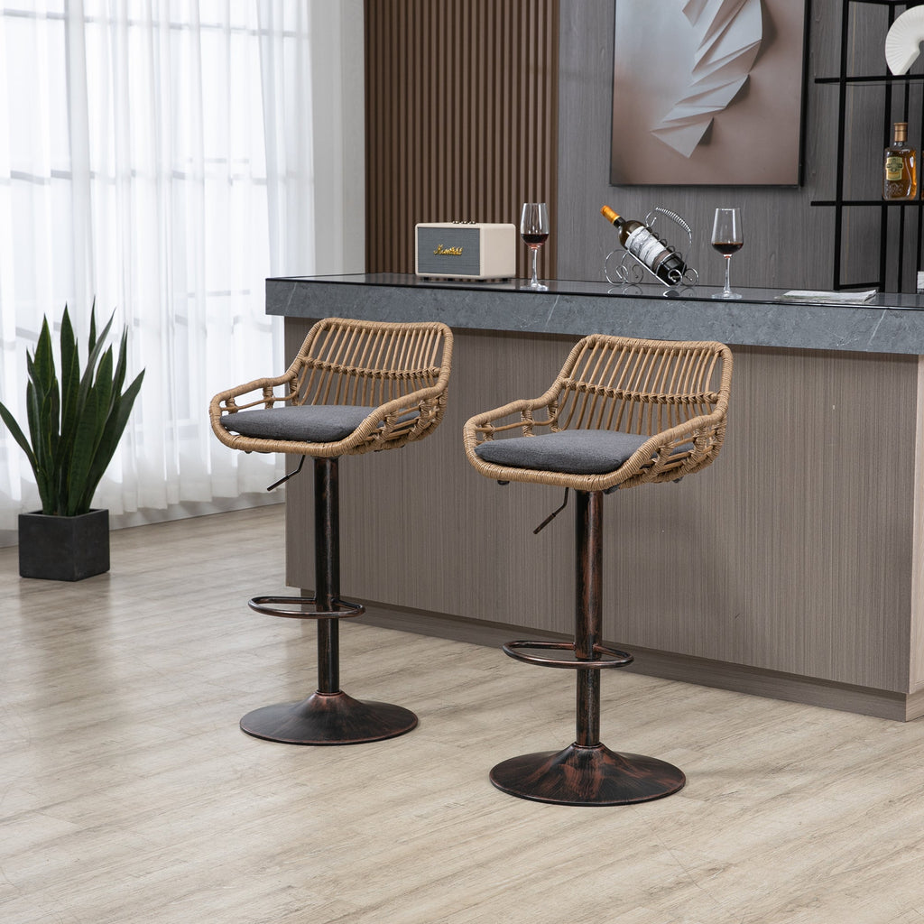 Modern Swivel Bar Stools Set of 2 Adjustable Counter Height Chairs