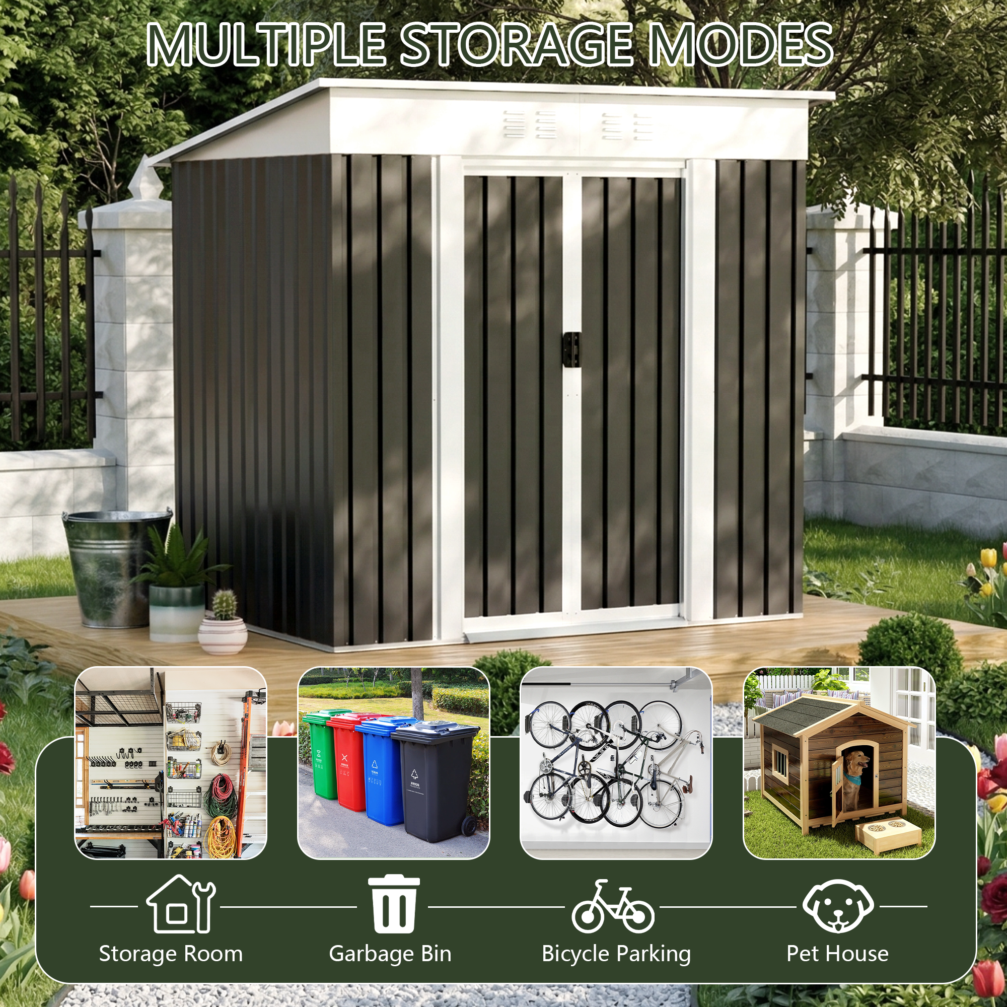 6x4 FT Garden Shed for Patio Outdoors Storage