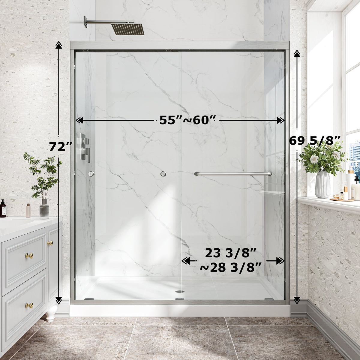 55"-60" W x 72" H Matte Shower Doors