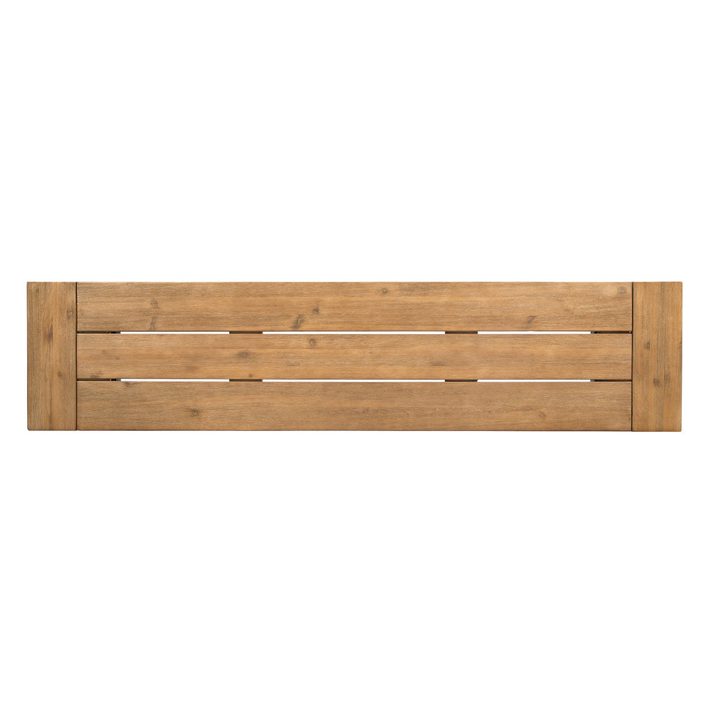 Outdoor Bench with Slat Panel Design and Acacia Wood Frame (Set of 2)