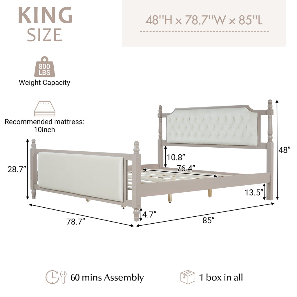 King Size Upholstered Platform Bed