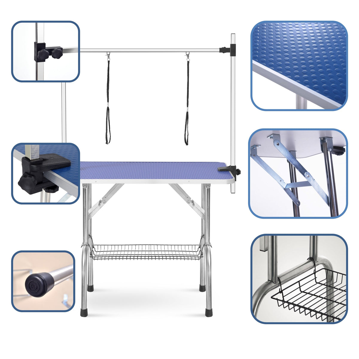 36" Folding Dog Grooming Table - Heavy Duty Stainless Steel