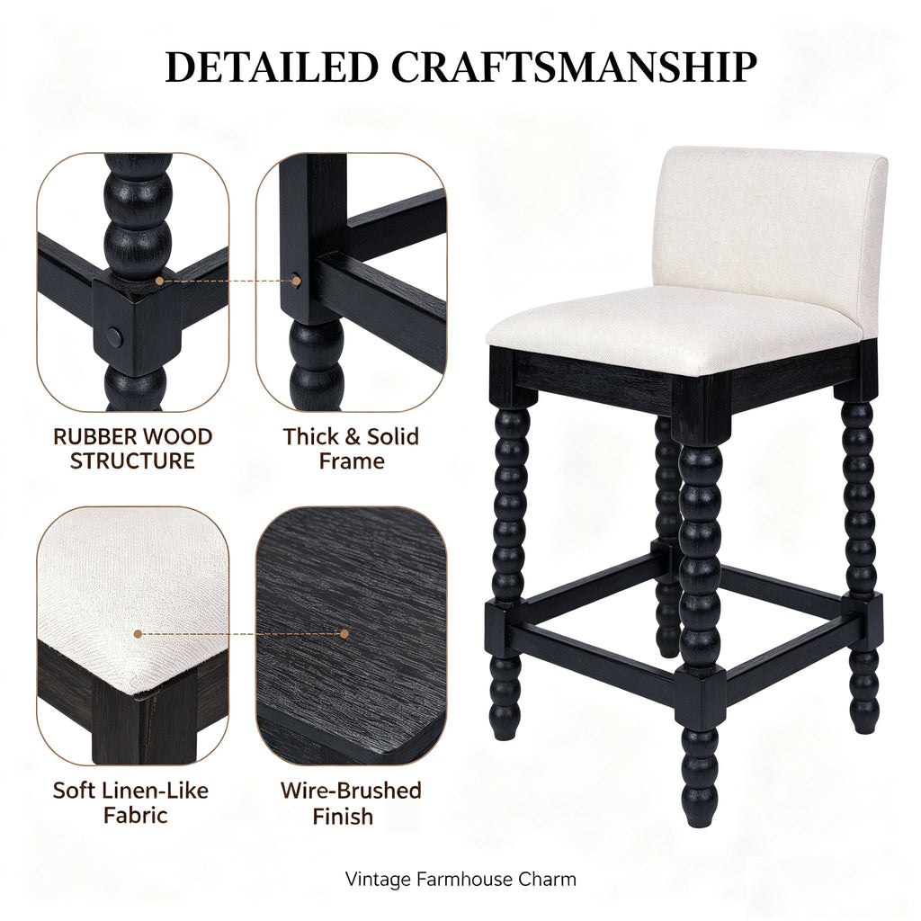 Farmhouse Coastal Counter Stools Set of 2