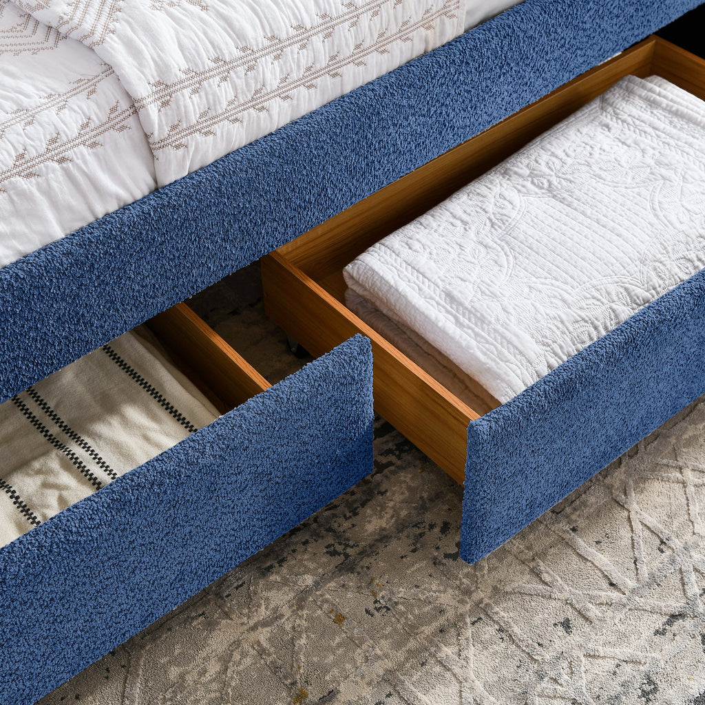 Queen Size Daybed with Two Drawers - Upholstered Tufted Sofa Bed